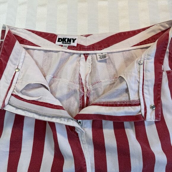 DKNY Jeans VTG Red & White Stripped Denim Short Skirt Sz 10 - Picture 8 of 12